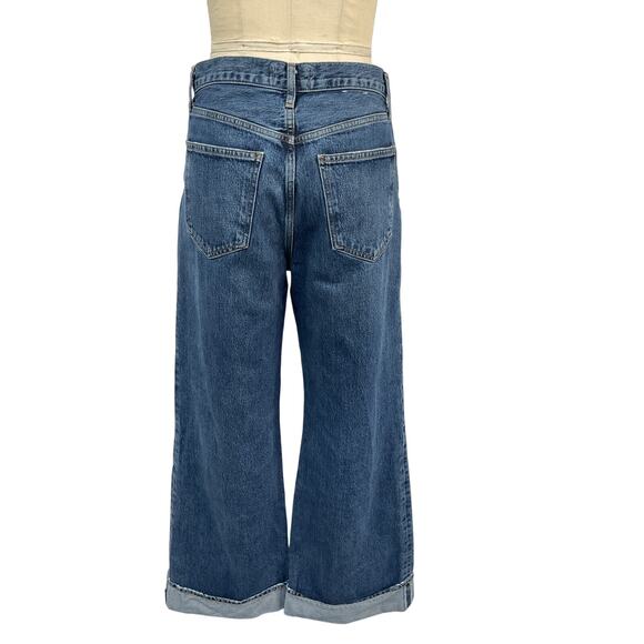 Agolde 'Dame' Blue Cotton High Rise Wide Leg Denim Jean Size 27 - Picture 3 of 4